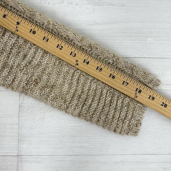 J.Jill Size M Long Cardigan Tan Open Front Cable Knit Lightweight Pockets Cotton - Picture 12 of 15